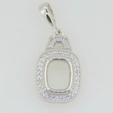 Sterling Silver Semi Mount Pendant Setting Cushion CU 9x7mm White Topaz - Syzjewelry